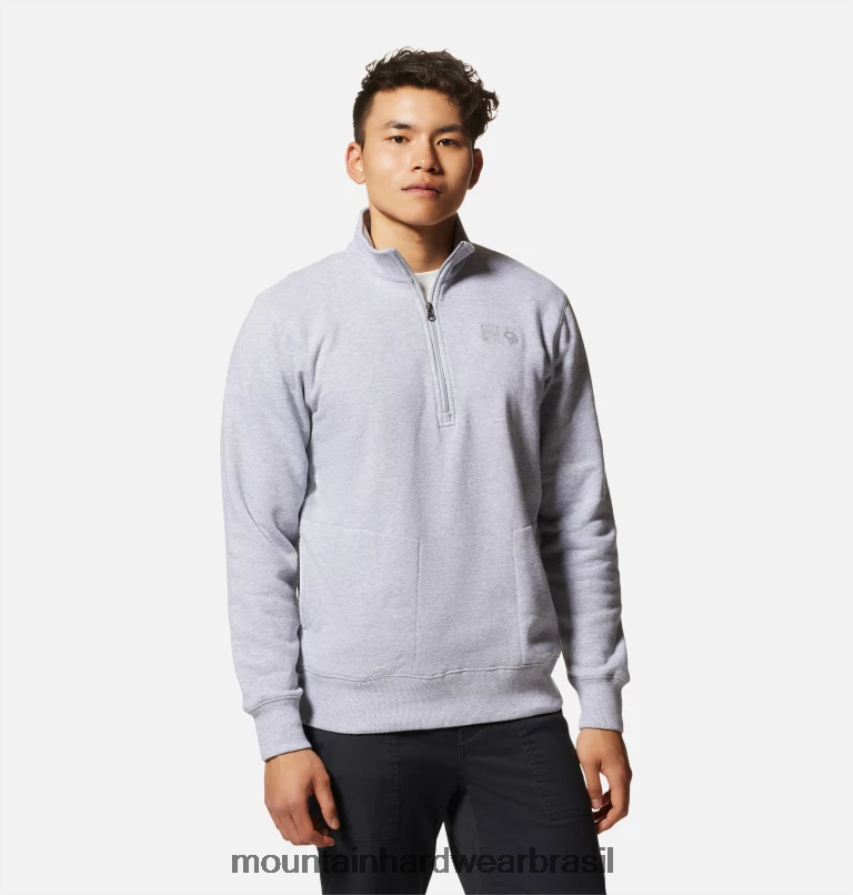 urze cinza homens Mountain Hardwear logotipo mhw zíper 1/4 topos AD28F6144