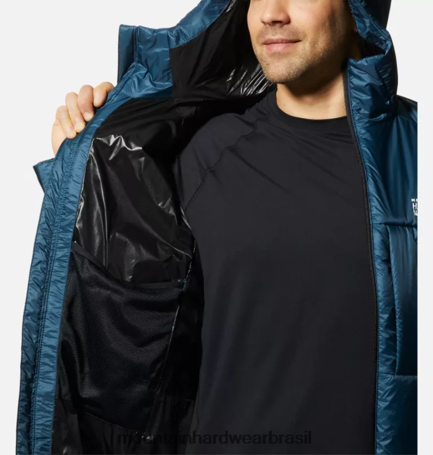 Cáspio escuro homens Mountain Hardwear compressor com capuz topos AD28F6148