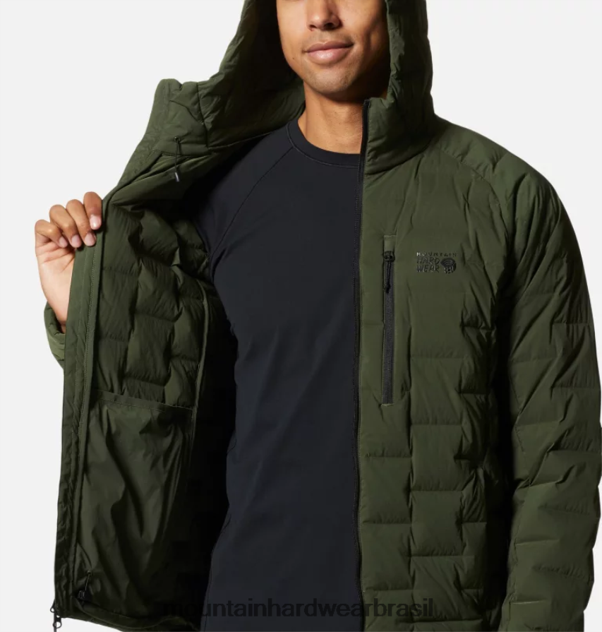 excedente verde homens Mountain Hardwear moletom com capuz elástico topos AD28F616