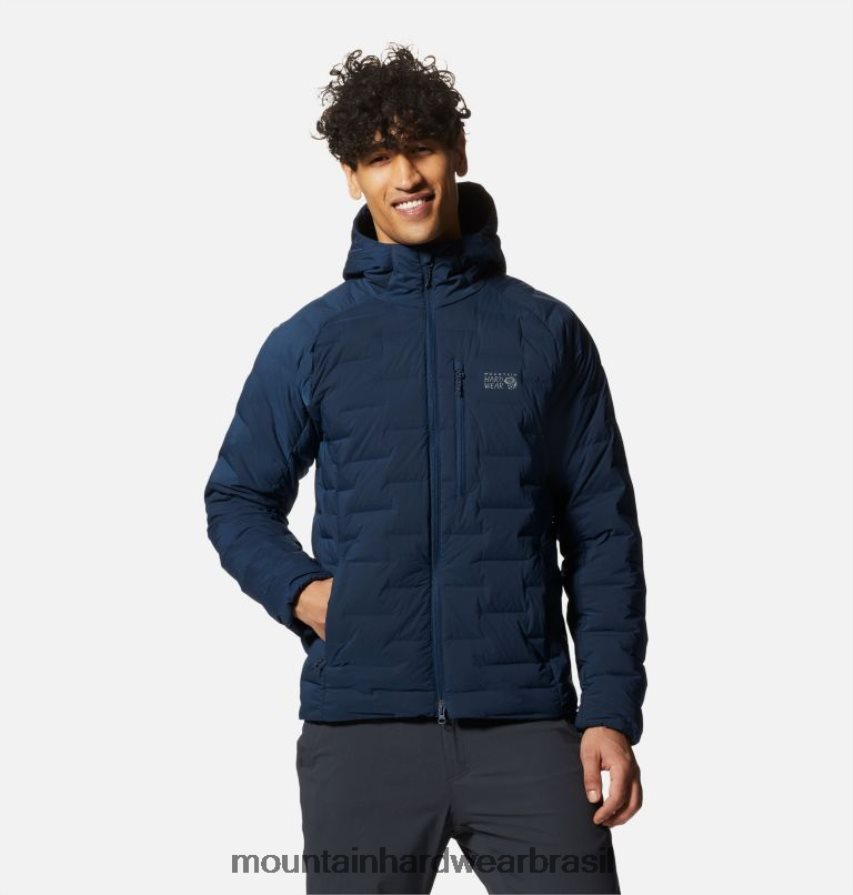 marinha homens Mountain Hardwear moletom com capuz elástico topos AD28F617