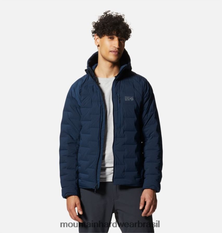 marinha homens Mountain Hardwear moletom com capuz elástico topos AD28F617