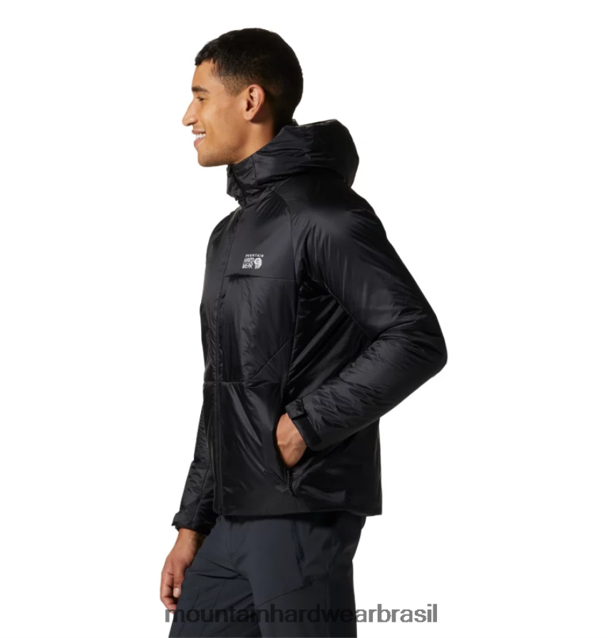 preto homens Mountain Hardwear compressor com capuz topos AD28F6149