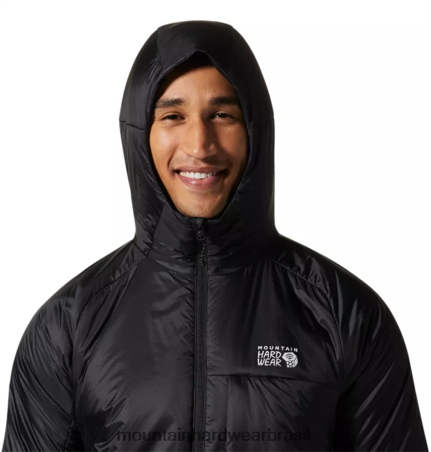 preto homens Mountain Hardwear compressor com capuz topos AD28F6149