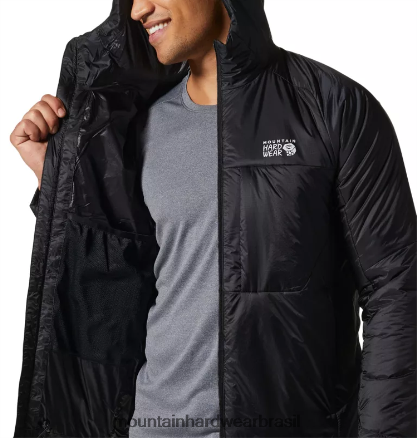 preto homens Mountain Hardwear compressor com capuz topos AD28F6149