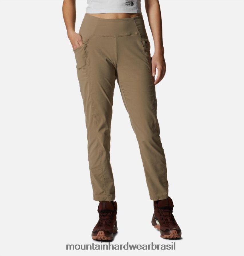 cáqui mulheres Mountain Hardwear calça cano alto cintura alta dynama partes inferiores AD28F6568