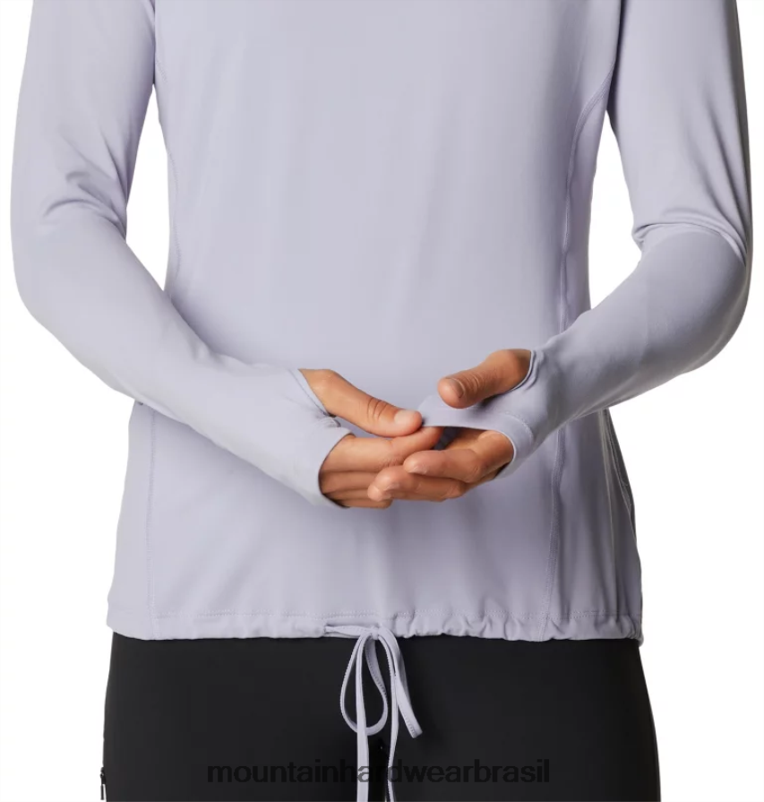 cinza gelado mulheres Mountain Hardwear crater lake manga longa com capuz topos AD28F6593
