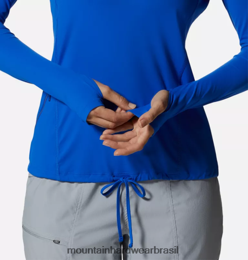ilha azul brilhante mulheres Mountain Hardwear crater lake manga longa com capuz topos AD28F6589