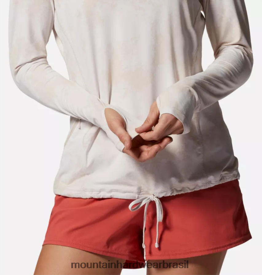 impressão de tinta dispersa de sprite branco mulheres Mountain Hardwear crater lake manga longa com capuz topos AD28F6592