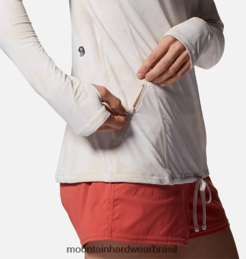 impressão de tinta dispersa de sprite branco mulheres Mountain Hardwear crater lake manga longa com capuz topos AD28F6592