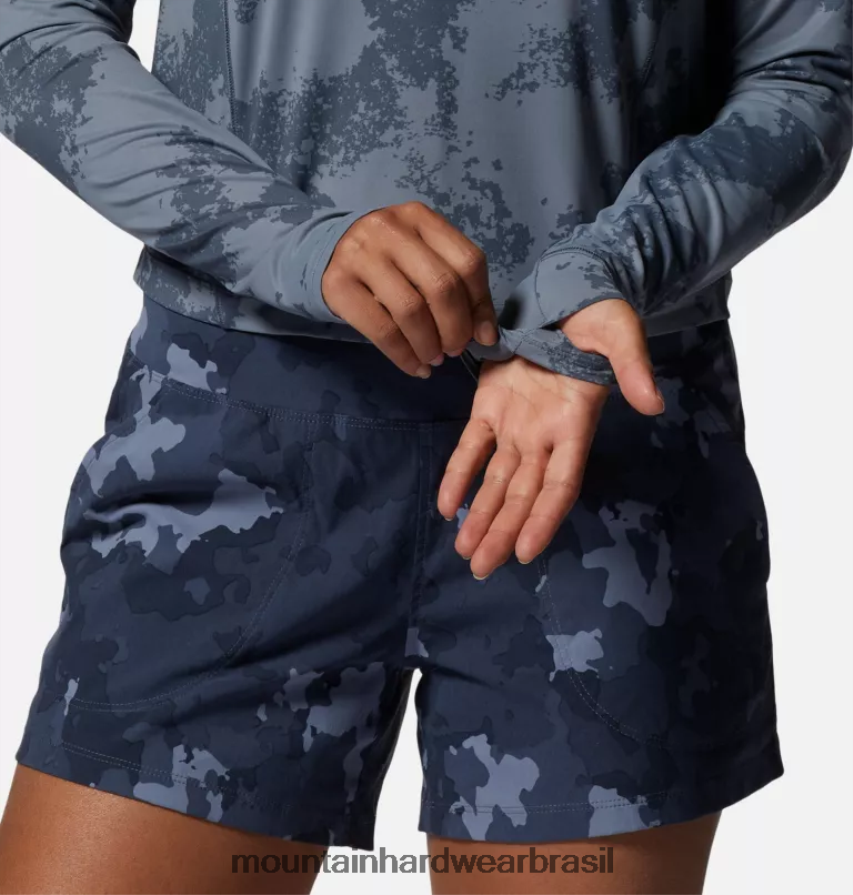 impressão de tinta espalhada em ardósia azul mulheres Mountain Hardwear corte manga longa crater lake topos AD28F6605