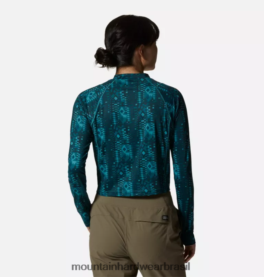 impressão geográfica de paliçadas mulheres Mountain Hardwear corte manga longa crater lake topos AD28F6604
