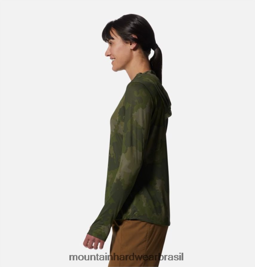 impressão geográfica de paliçadas mulheres Mountain Hardwear crater lake manga longa com capuz topos AD28F6588