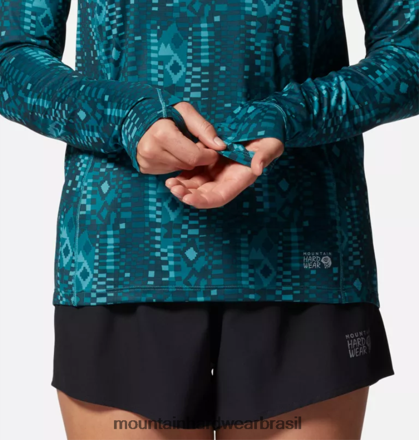 impressão geográfica de paliçadas mulheres Mountain Hardwear moletom com capuz ativo crater lake topos AD28F6609