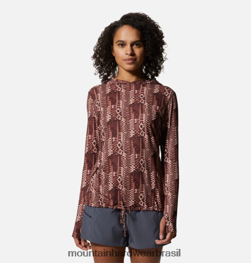 impressão geográfica de passas lavadas mulheres Mountain Hardwear crater lake manga longa com capuz topos AD28F6591