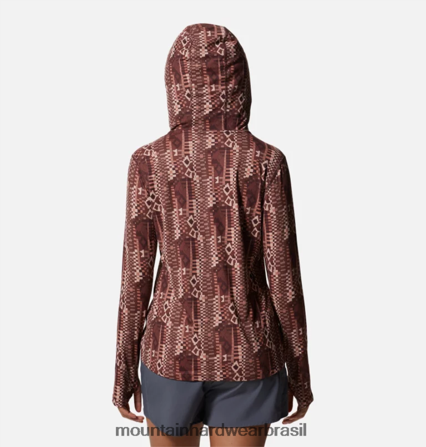impressão geográfica de passas lavadas mulheres Mountain Hardwear crater lake manga longa com capuz topos AD28F6591