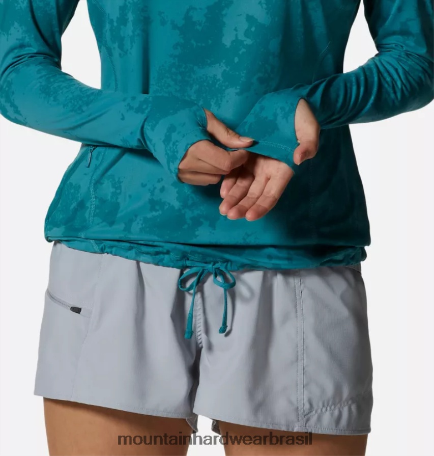 paliçadas com estampa de corante espalhado mulheres Mountain Hardwear crater lake manga longa com capuz topos AD28F6587
