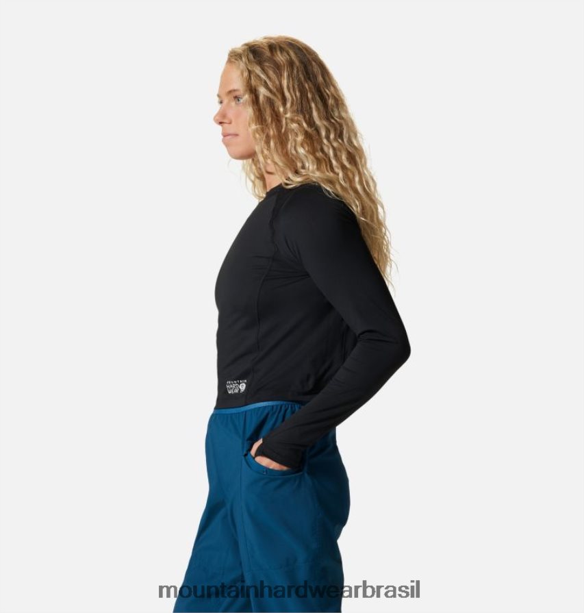 preto mulheres Mountain Hardwear corte manga longa crater lake topos AD28F6606